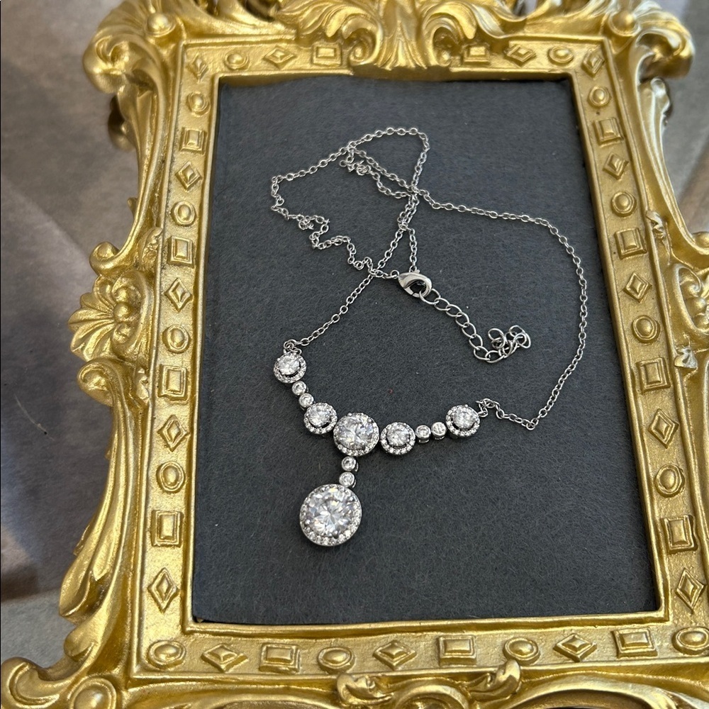 JCM Silver Necklace with Sparkling CZ Accents